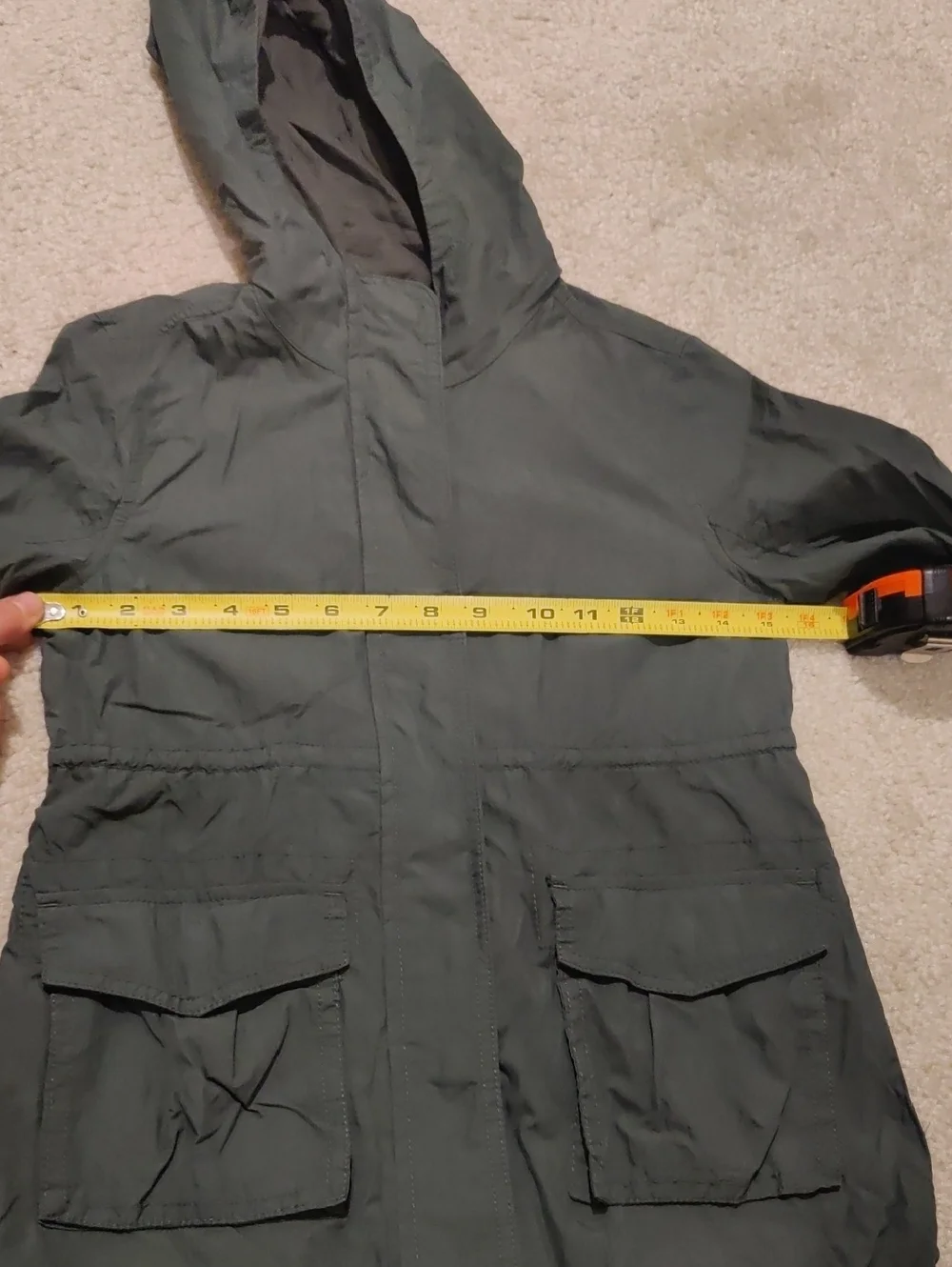 New!GAP Hooded Girls Lightweight Utilitycore Windbreaker Jacket in Olive Green